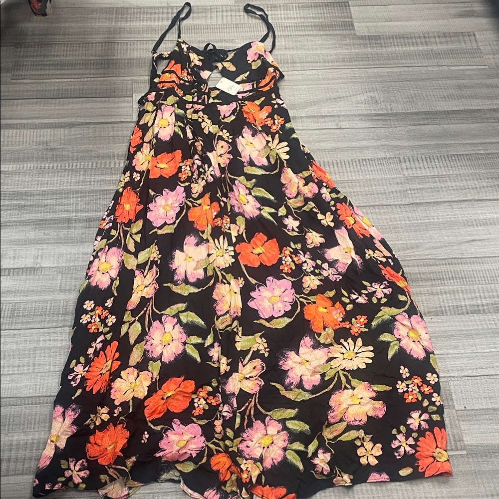 Free People Floral Maxi Dress - Black, Pink, Orange - Picture 2 of 10